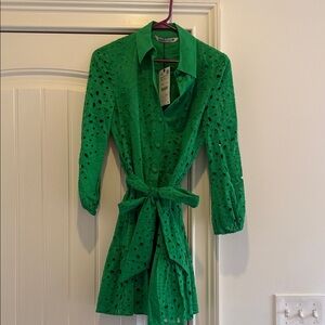 Zara Green Eyelet Mini Dress